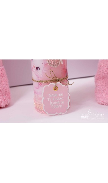 Trusou botez Pisicile Aristocrate cu fluturi mov si roz 17